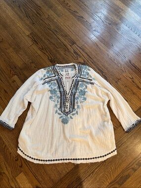 Johnny Was Collection Embroidered Gauze Tunic